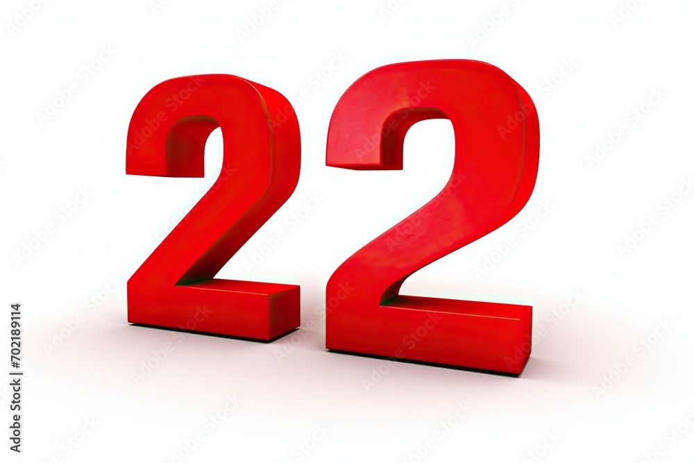 Red Volumetric 22 On White Background Red Volumetric 22 On White Background