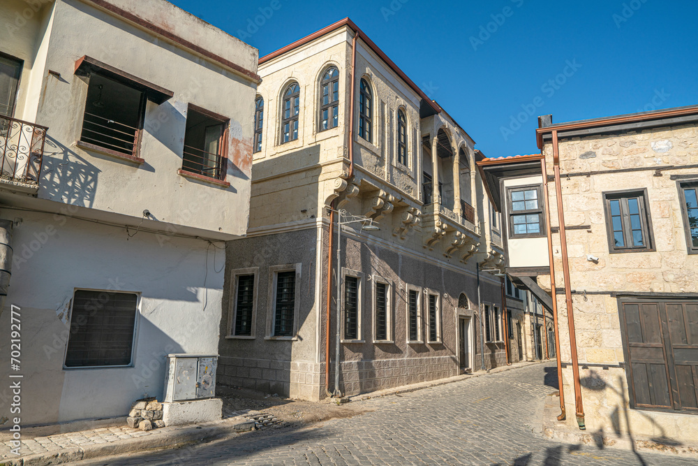 The scenic view of old houses and streets of old city from Tarsus, Turkey 