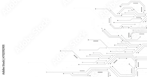 Technology digital circuit board background. Technology black circuit diagram.High-tech connection system on a white background. photo