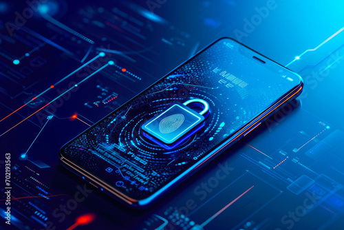 Secure Smartphone Interface: Fingerprint Access in Blue