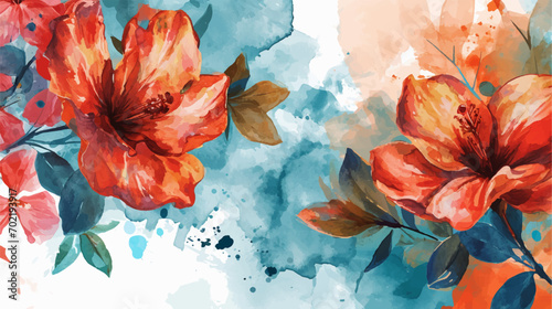 Watercolor floral background. Hand painted watercolor flowers. Hand drawn vector art.