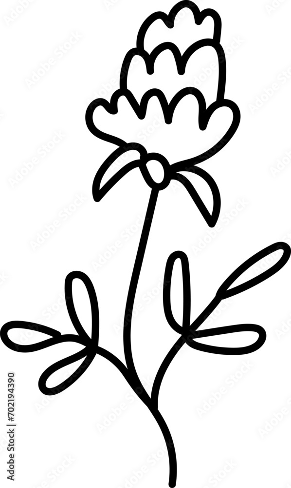 Obraz premium hand drawn spring, save the date, card, minimal drawn floral botanical line art Bouquets Spring, Trendy elements of wild and garden plants, branches, leaves, flowers, herbs. Vector illustration