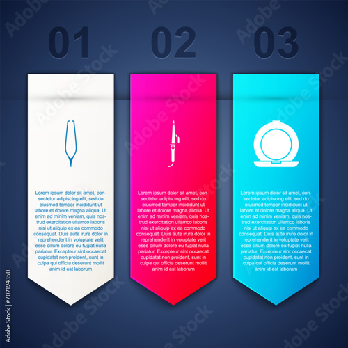 Set Eyebrow tweezers, Curling iron and Makeup powder with mirror. Business infographic template. Vector