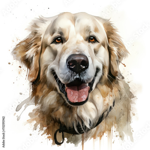 watercolor Great Pyrenees clipart, Generative Ai