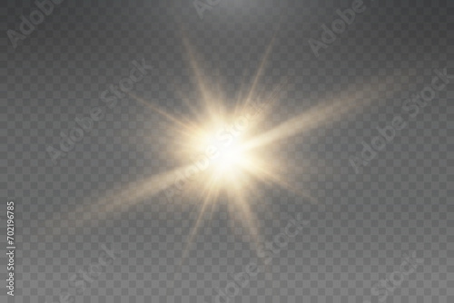 Set of realistic vector white stars png. Set of vector suns png. White flares with highlights. 