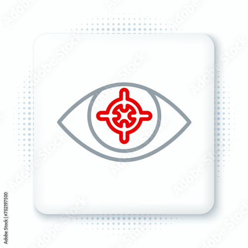 Line Eye scan icon isolated on white background. Scanning eye. Security check symbol. Cyber eye sign. Colorful outline concept. Vector