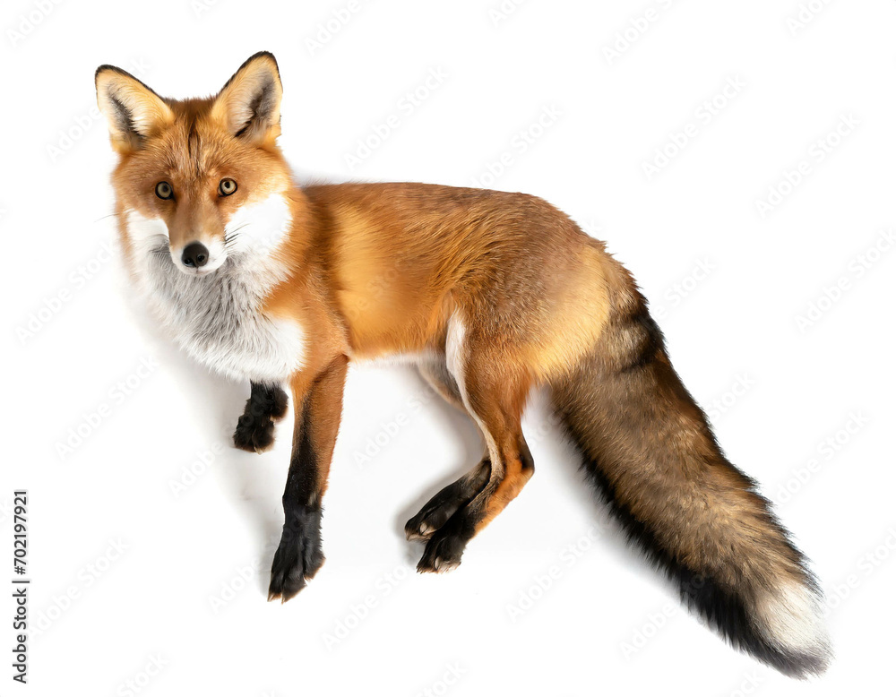 Fototapeta premium Fuchs isoliert auf weißem Hintergrund,Freisteller 