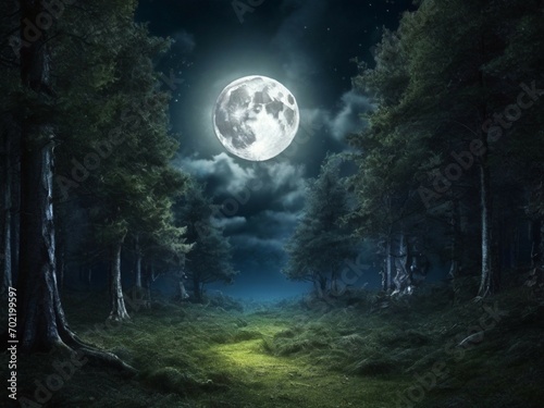 full moon in the forest