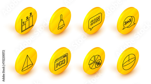 Принти на полотні Set line Calculator, Equation solution, Geometric figure Pentagonal prism, Graph, schedule, chart, diagram, Cone, Human brain, Test exam sheet and  icon