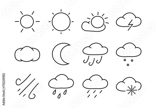 Set of vector meterology icons. Isolated on white background