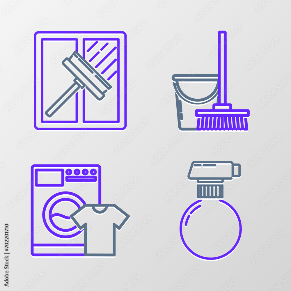 Set line , Washer and t-shirt, Mop bucket and Squeegee, scraper, wiper icon. Vector Set line , Washer and t-shirt, Mop bucket and Squeegee, scraper, wiper icon. Vector