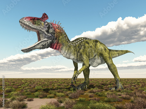 Dinosaurier Cryolophosaurus in einer Landschaft © Michael Rosskothen