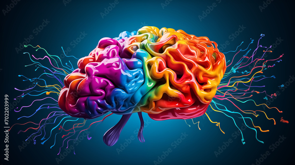 Colorful human brain express intelligence - obrazy, fototapety, plakaty 
