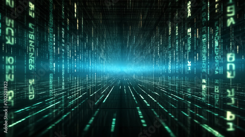 Digital binary code matrix background - 3D rendering of a scient