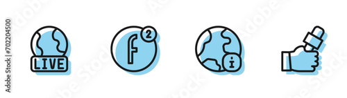 Set line World news, Live report, Create account and Journalist icon. Vector