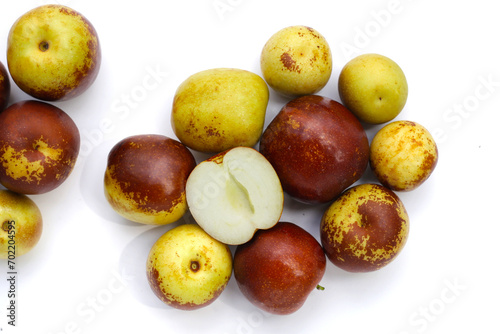 Fresh jujube fruit on white background photo