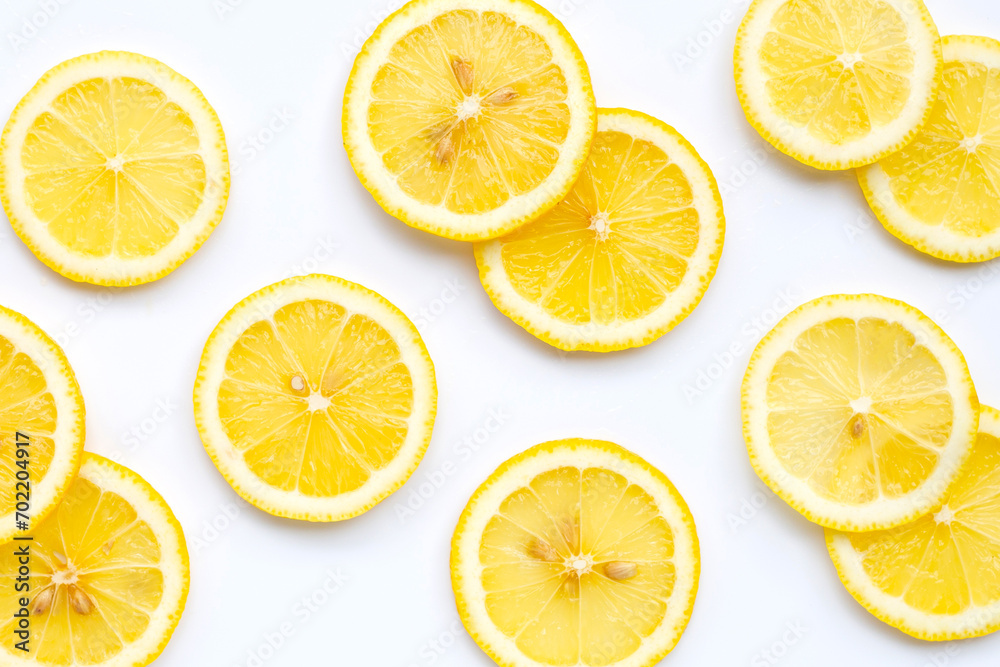 Fresh lemon slices isolated on white