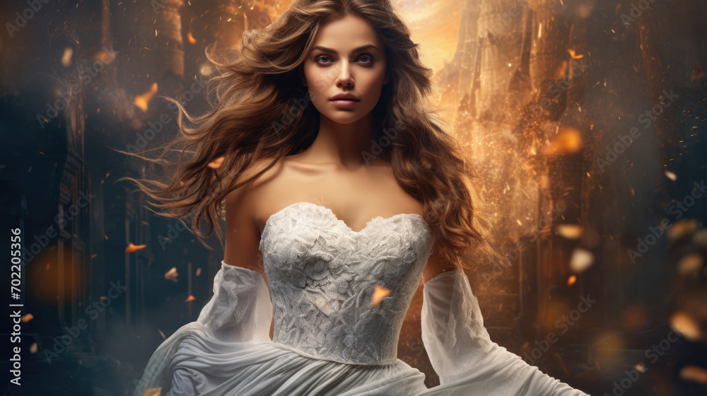 Illustration of fantasy character, ideal for novel book cover. bride
