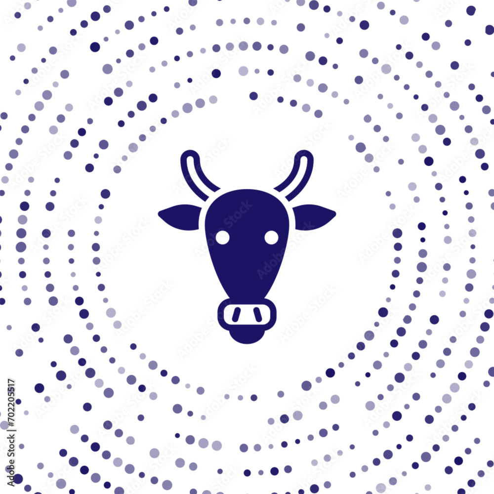 Fototapeta premium Blue Cow head icon isolated on white background. Abstract circle random dots. Vector