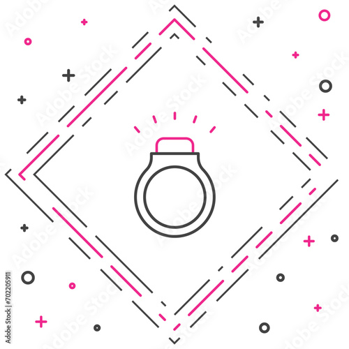 Line Diamond ring icon isolated on white background. Colorful outline concept. Vector