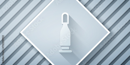Paper cut Bullet icon isolated on grey background. Paper art style. Vector