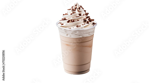 Mocha coffee ice cream milk shake on white isolated on clear png background and transparent background. food drink and dessert concept for cafe and restaurent, AI generative. 