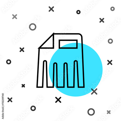 Black line Paper shredder confidential and private document office information protection icon isolated on white background. Random dynamic shapes. Vector
