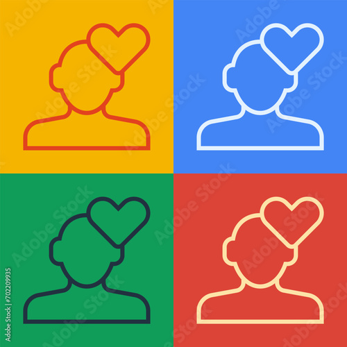 Pop art line Broken heart or divorce icon isolated on color background. Love symbol. Valentines day.  Vector