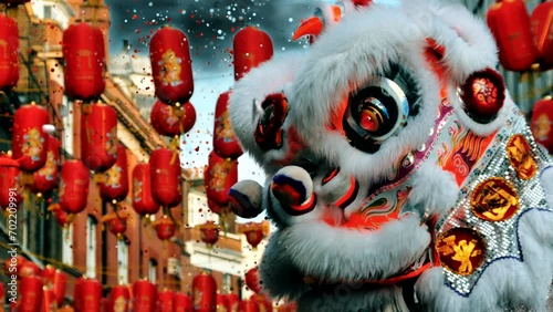 The lion dance festival celebrates Chinese New Year photo
