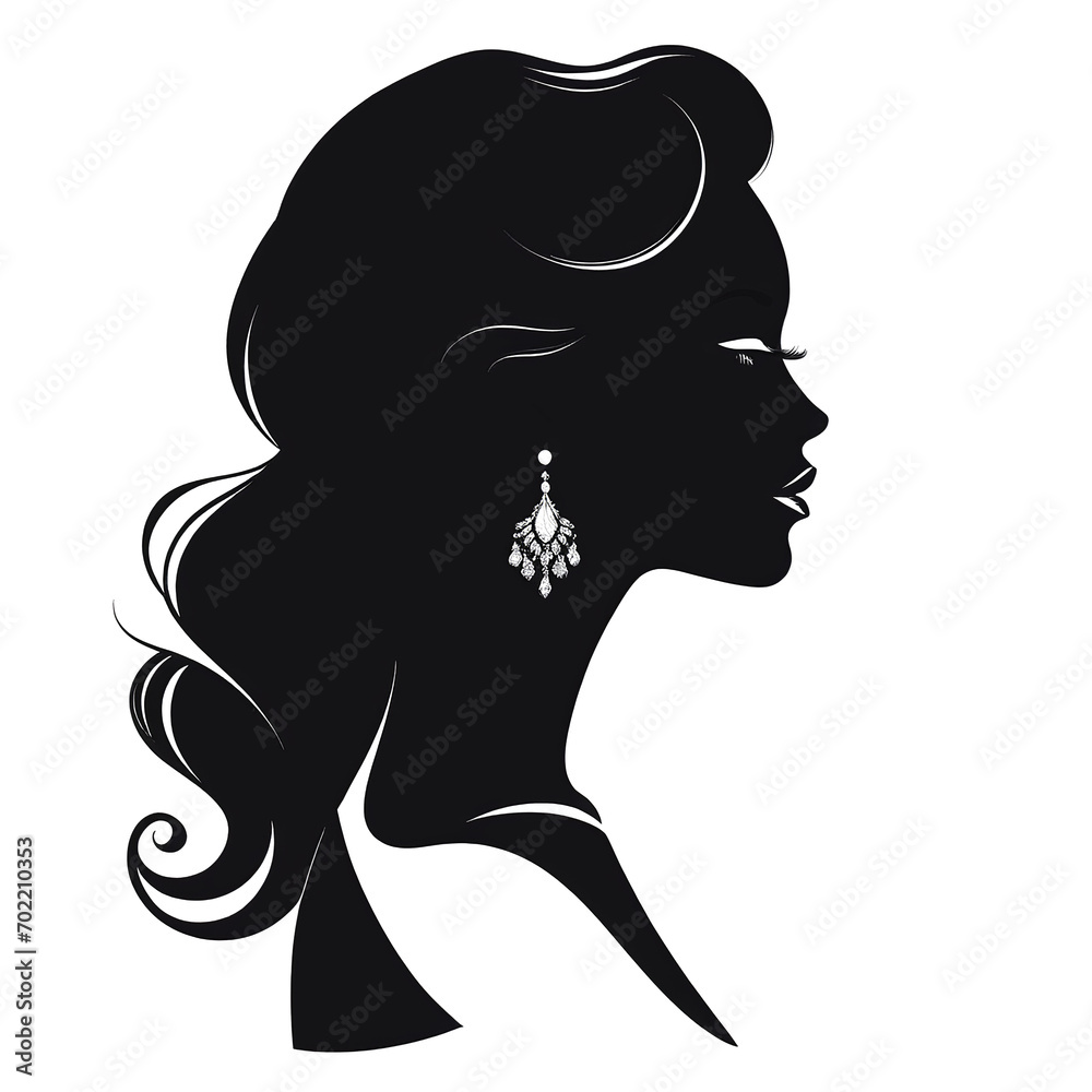 Beautiful Woman Profile Silhouette in Vector On transparent background PNG file