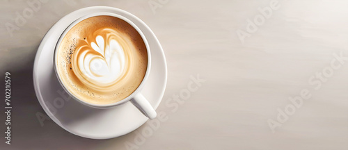 Top view latte art coffee