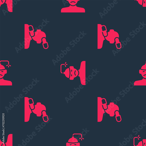 Set Sedative pills and Concussion, headache on seamless pattern. Vector