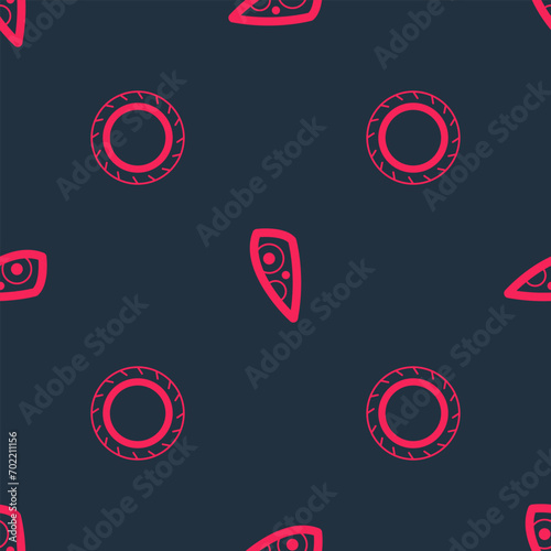 Set Car tire wheel and headlight on seamless pattern. Vector