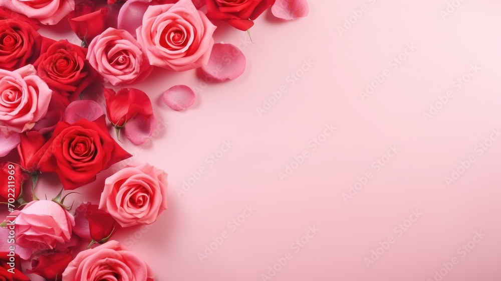 A group of pink and red roses A group of pink and red roses