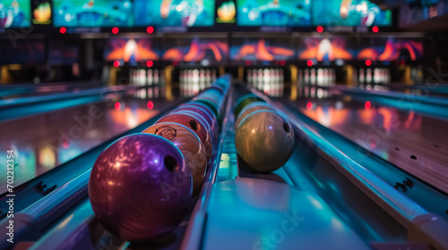 Bowling players picking up balls from the rack