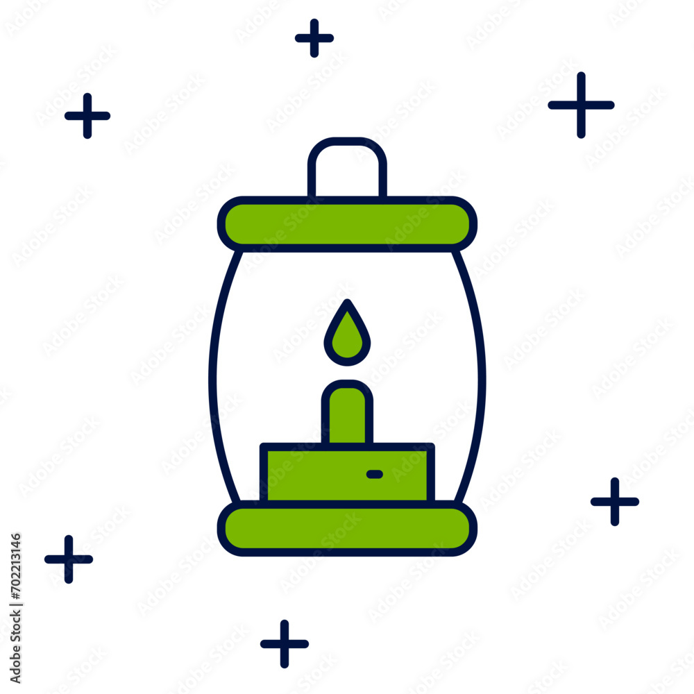 Obraz premium Filled outline Camping lantern icon isolated on white background. Happy Halloween party. Vector