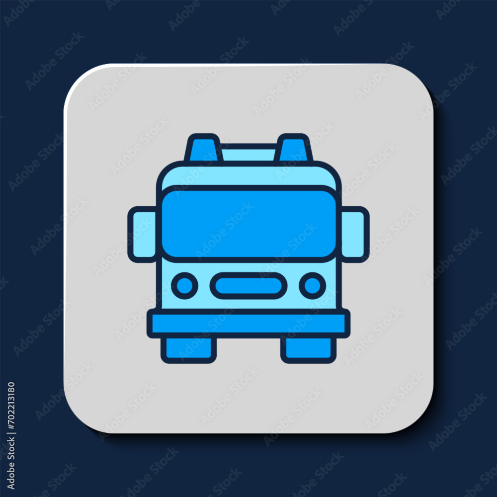 Filled outline Fire truck icon isolated on blue background. Fire engine. Firefighters emergency vehicle. Vector Filled outline Fire truck icon isolated on blue background. Fire engine. Firefighters emergency vehicle. Vector