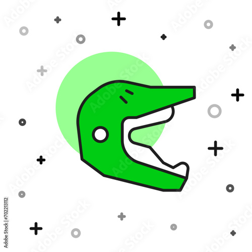 Filled outline Motocross motorcycle helmet icon isolated on white background.  Vector