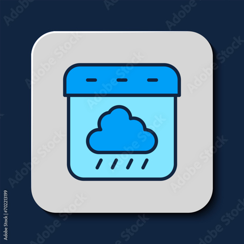 Filled outline Calendar autumn icon isolated on blue background. Event reminder symbol. Vector