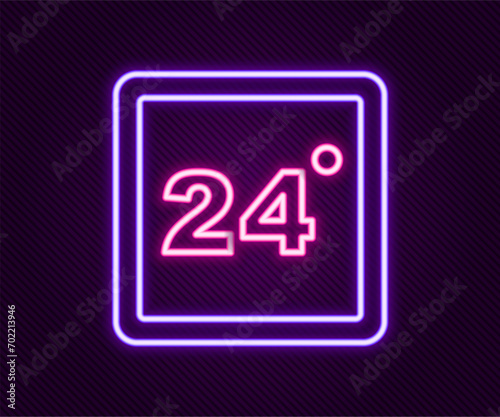 Glowing neon line Thermostat icon isolated on black background. Temperature control. Colorful outline concept. Vector