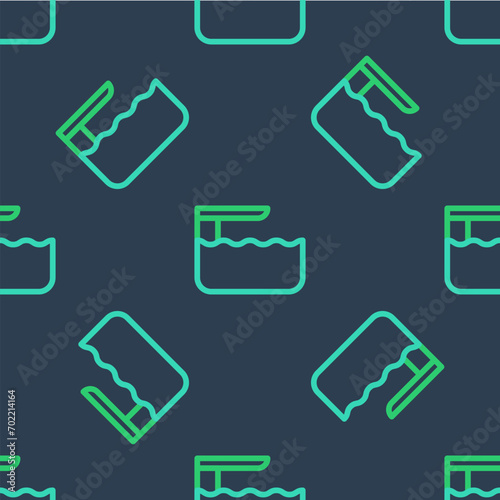 Line Diving board or springboard icon isolated seamless pattern on blue background.  Vector