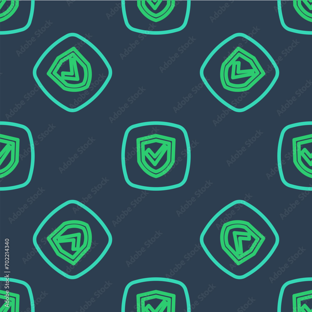 Line Shield icon isolated seamless pattern on blue background. Insurance concept. Guard sign. Security, safety, protection, privacy concept. Vector Line Shield icon isolated seamless pattern on blue background. Insurance concept. Guard sign. Security, safety, protection, privacy concept. Vector