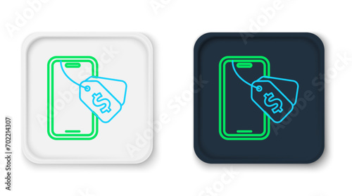 Line Online auction icon isolated on white background. Bid sign. Auction bidding. Sale and buyers. Colorful outline concept. Vector