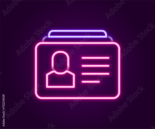 Glowing neon line Resume icon isolated on black background. CV application. Searching professional staff. Analyzing personnel resume. Colorful outline concept. Vector