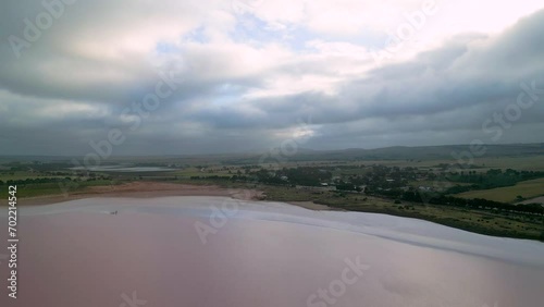 Aerial views of Lake Bumbunga (Lochiel's Pink Lake) in the Clare Valley of South Australia photo