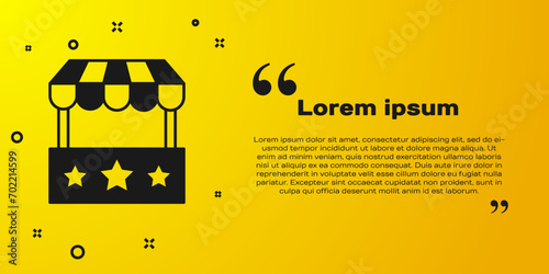 Black Ticket box office icon isolated on yellow background. Ticket booth for the sale of tickets for attractions and sports.  Vector