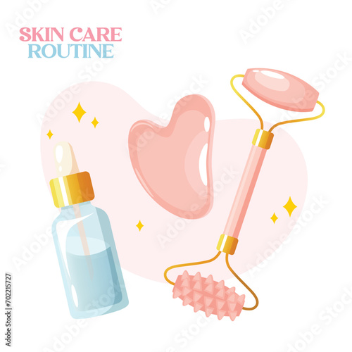 Gua sha scraper and jade roller with serum
