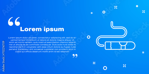 White line Cigar icon isolated on blue background.  Vector