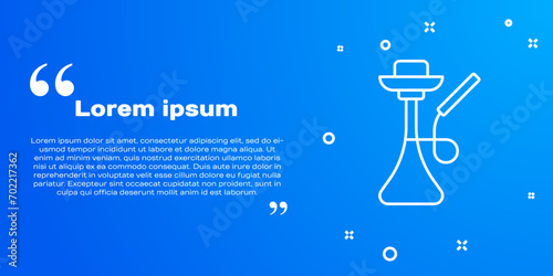 White line Hookah icon isolated on blue background.  Vector