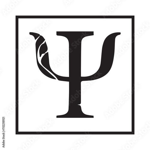 Psi Symbol in Greek Alphabet, Vector Image Illustration Isolated on White Background